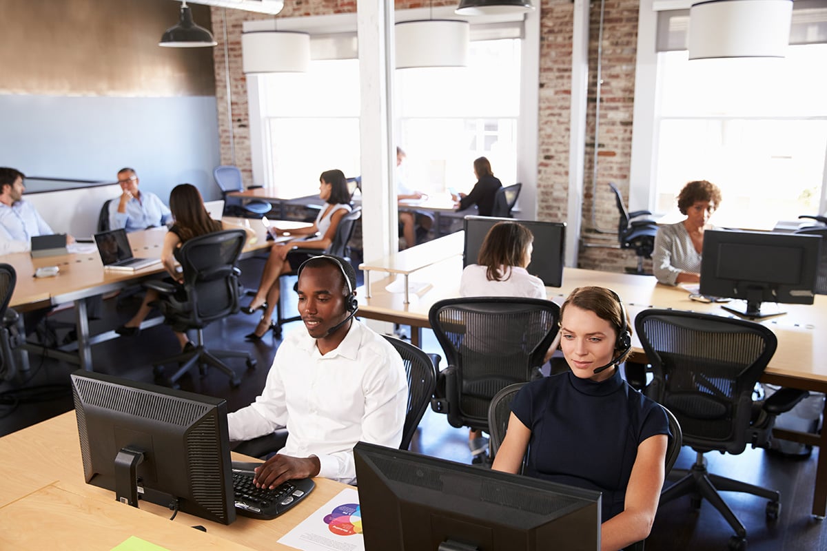 People working at a call center